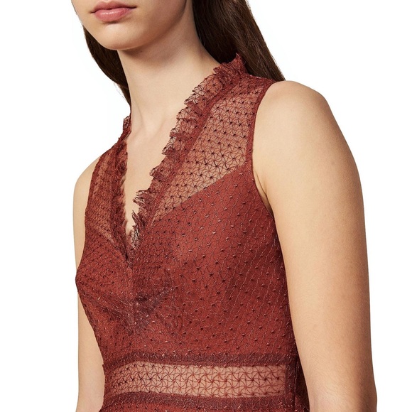 NWT✨ Sandro Cassy Tulle Midi Dress in Rust - Picture 4 of 10